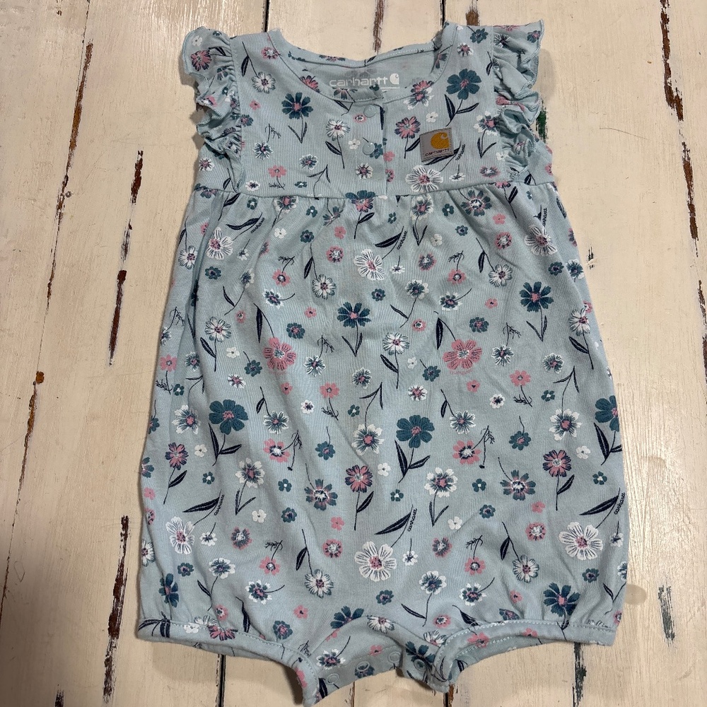 CARHARTT INFANT GIRLS' FLORAL PRINT SLEEVELESS SNAP ONESIE